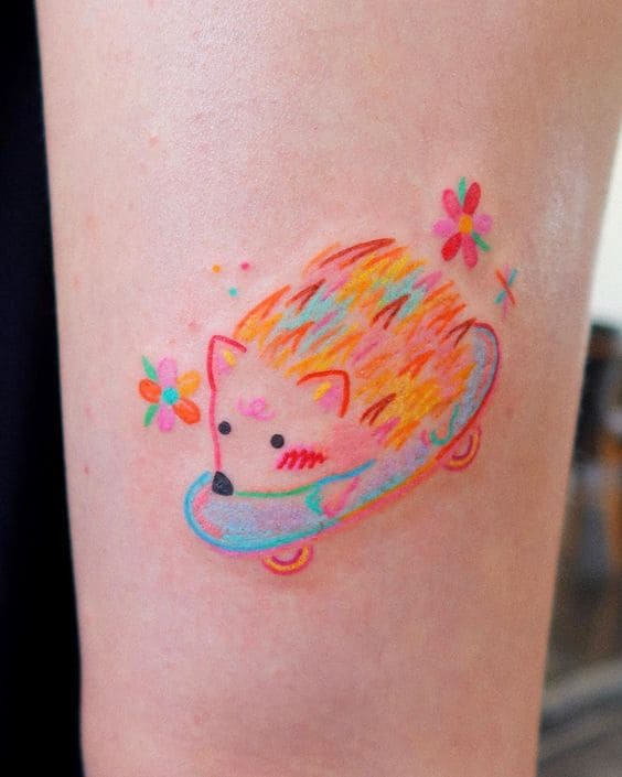 Color Lined Animal Tattoo Ideas 7