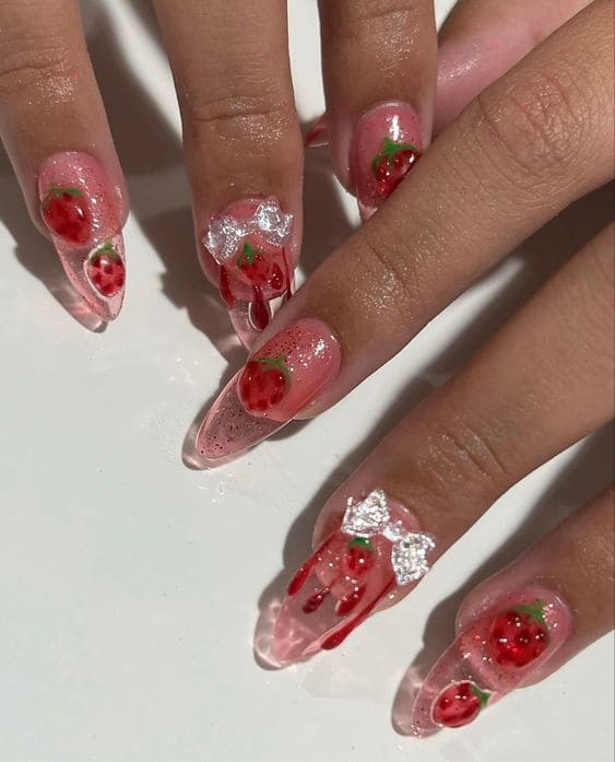 Girly Cherry Nails 5