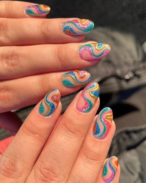 Glittery Swirl Nails 1