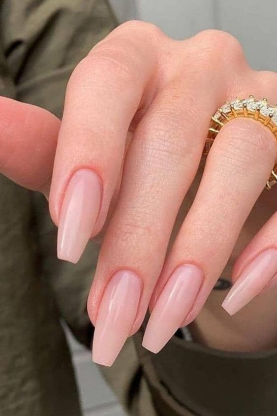 Long Coffin Nude Nails 1