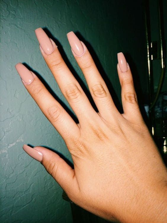 Long Coffin Nude Nails 2