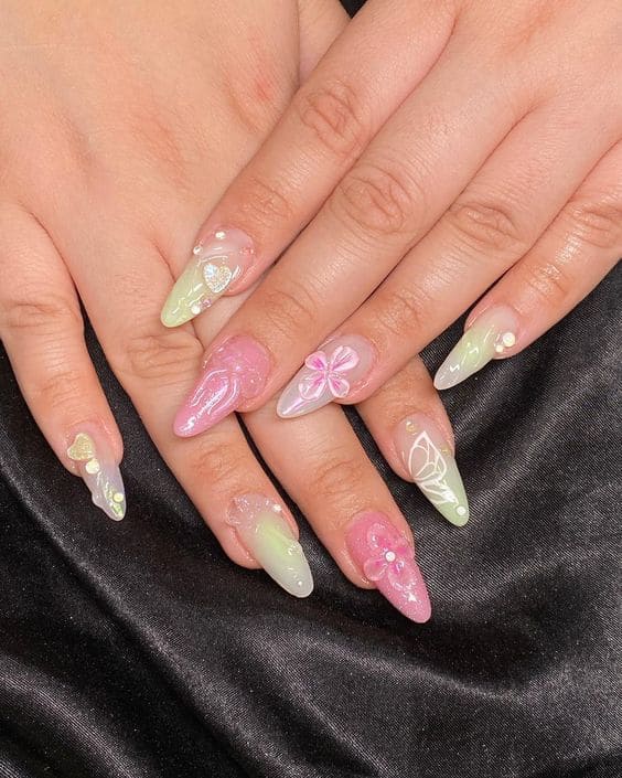 Pink Girly Acrylic Nails 1