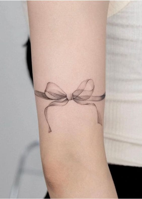 Ribbon Bow Tattoos On Arm 2