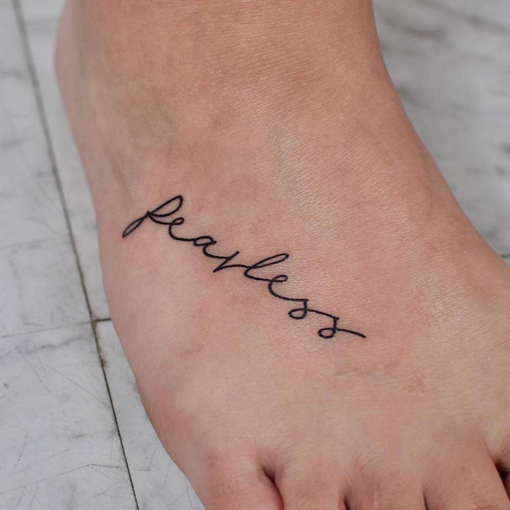 Script Tattoo Designs On Foot 5