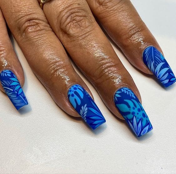 Tropical Blue Nail Art 3