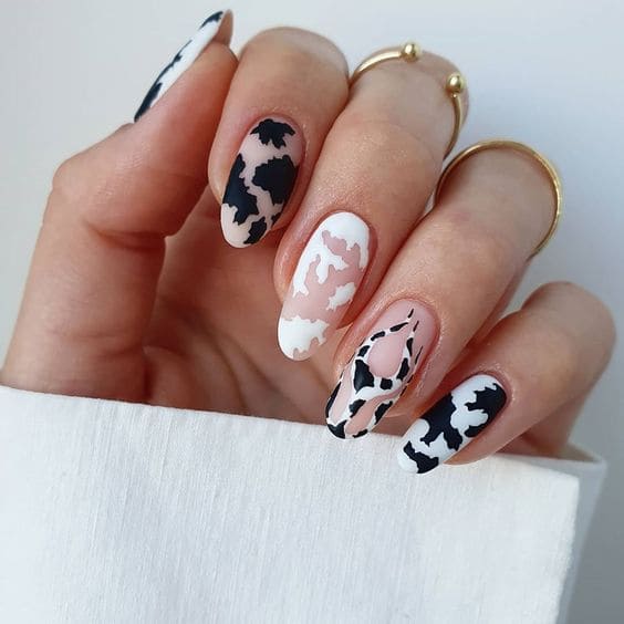 Adorable Cow Print Nails 4