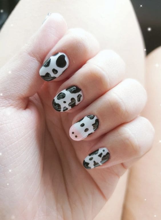 Adorable Cow Print Nails 5