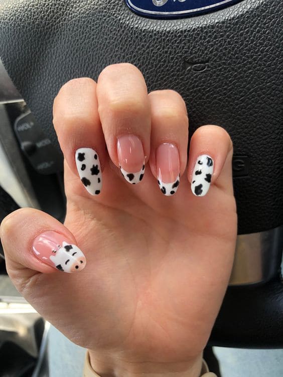 Adorable Cow Print Nails 6