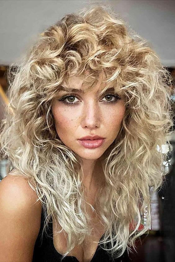 Blonde Curly Shag Cut 2