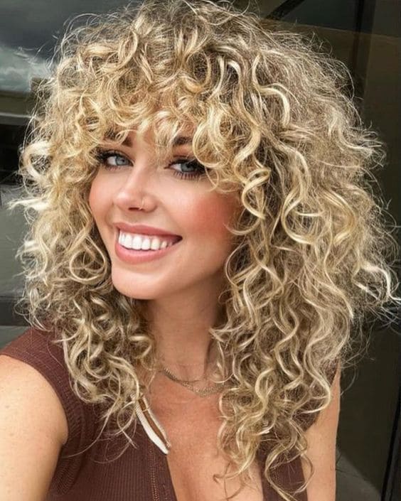 Blonde Curly Shag Cut 8