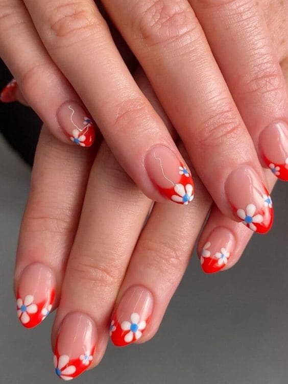 Floral French Tips 4