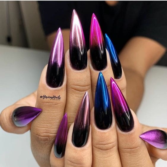 Gradient Chrome Stiletto Manicure 2