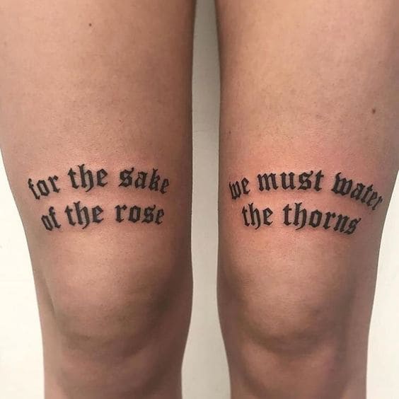 Lettering Woman Leg Tattoos 3