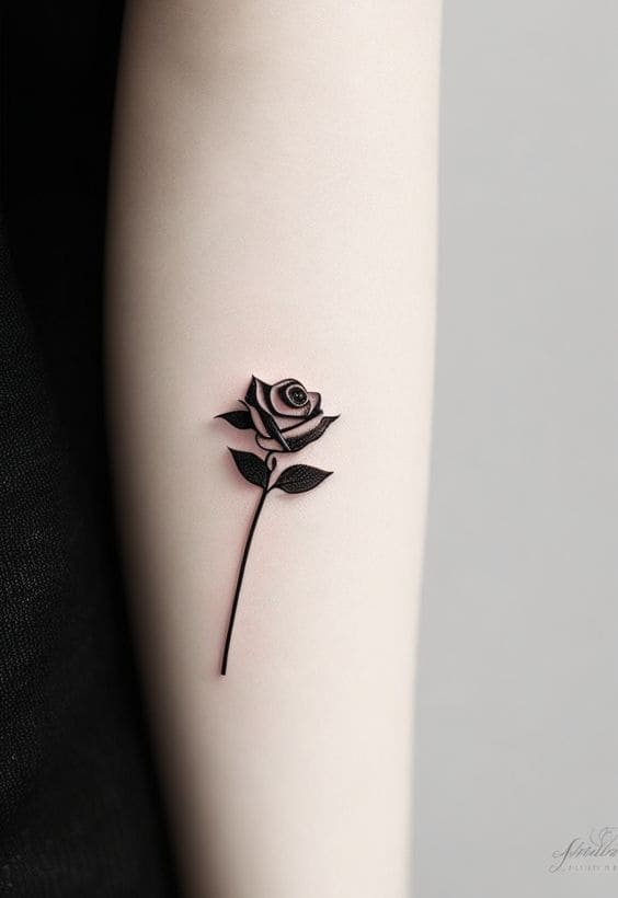 Minimalist Rose Tattoo Designs 6