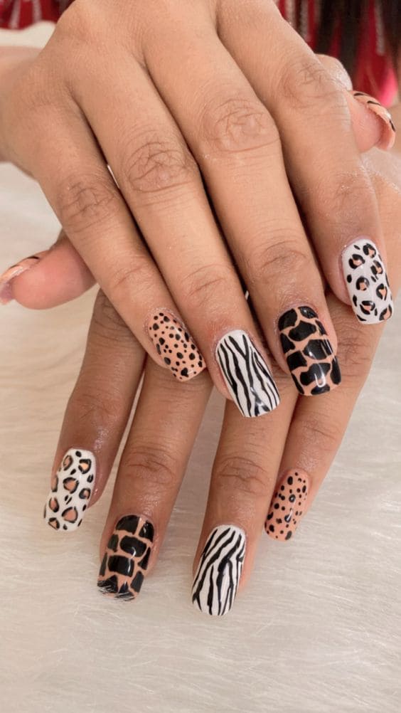 Mixed Animal Print Nail Designs 4