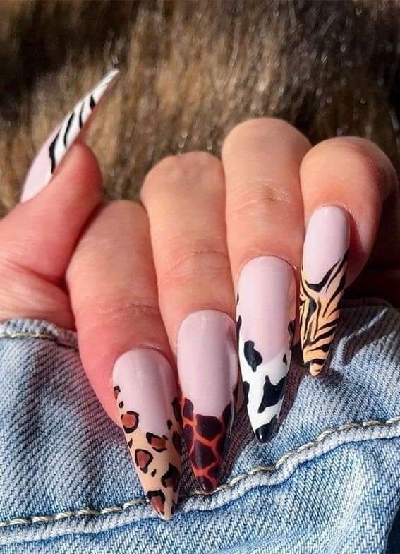 Mixed Animal Print Nail Designs 5