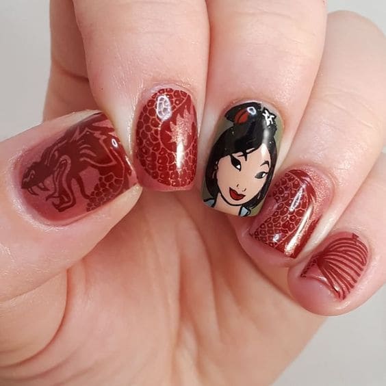 Mulan Disney Princess Nails 2