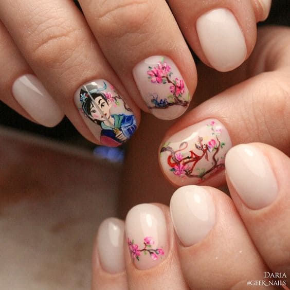 Mulan Disney Princess Nails 4