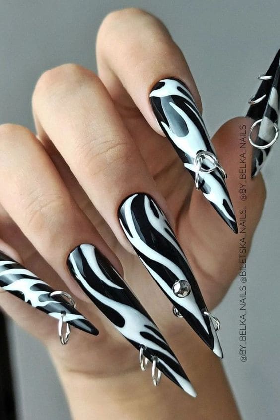 Piercing Long Stiletto Nails 5