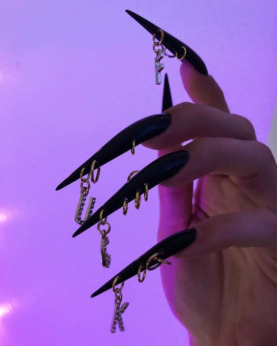 Piercing Long Stiletto Nails 6