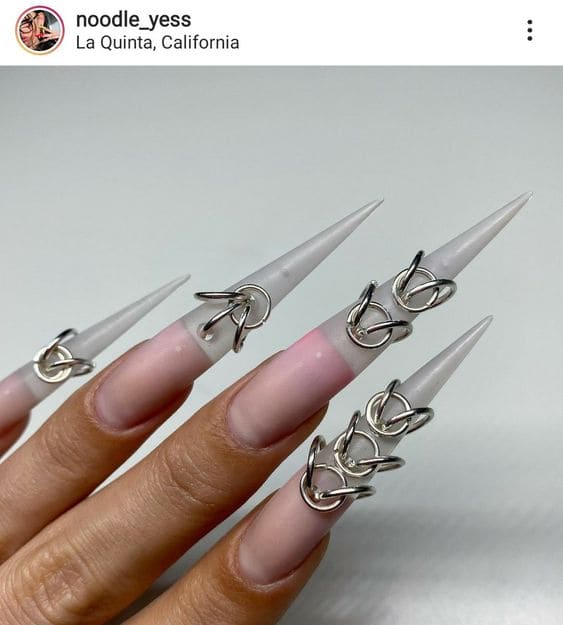 Piercing Long Stiletto Nails 7