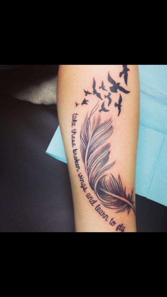 Quote Feather Tattoo Ideas 5