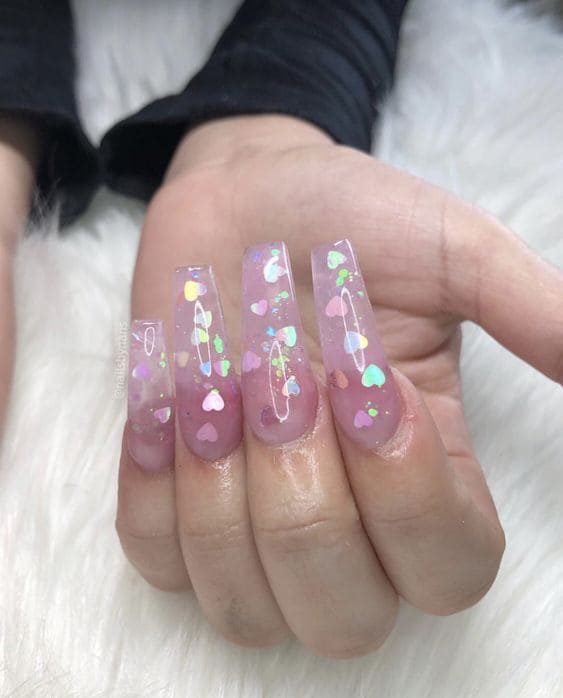 Sequin Clear Nails 1