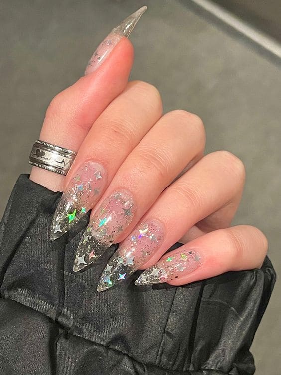 Sequin Clear Nails 2