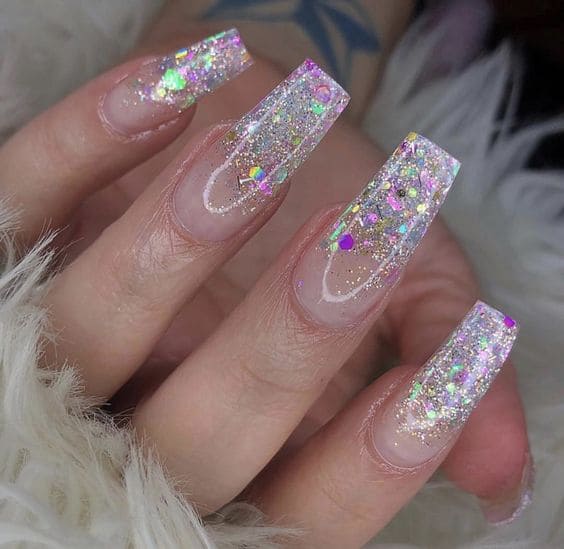 Sequin Clear Nails 5