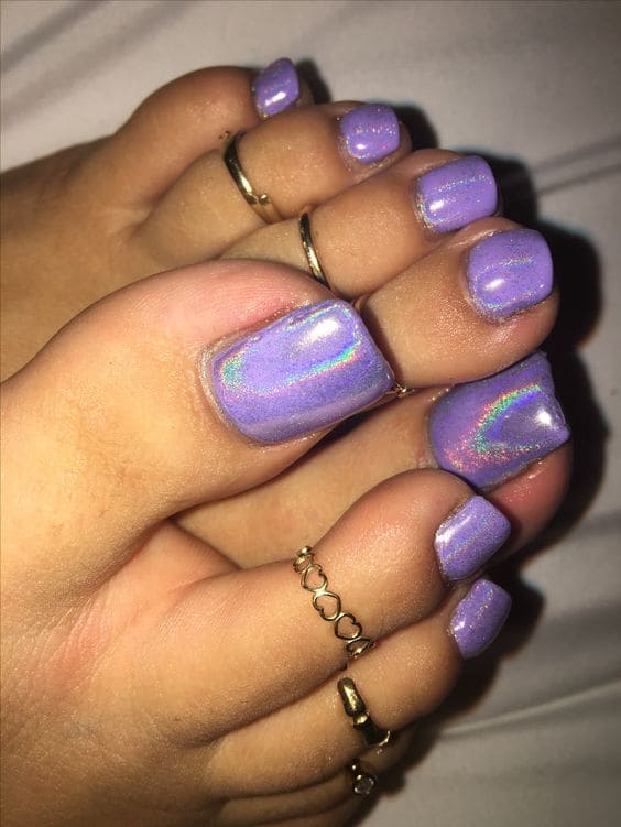 Shiny Hologram Baddie Toe Nails 1