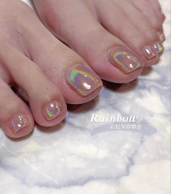 Shiny Hologram Baddie Toe Nails 5