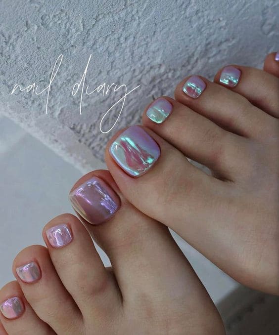 Shiny Hologram Baddie Toe Nails 6