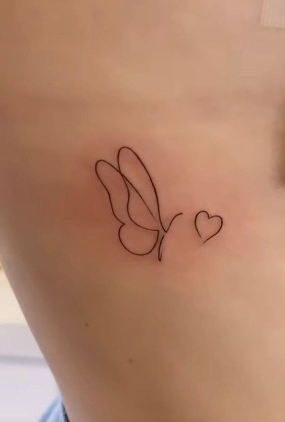 Single Line Butterfly Tattoo 1