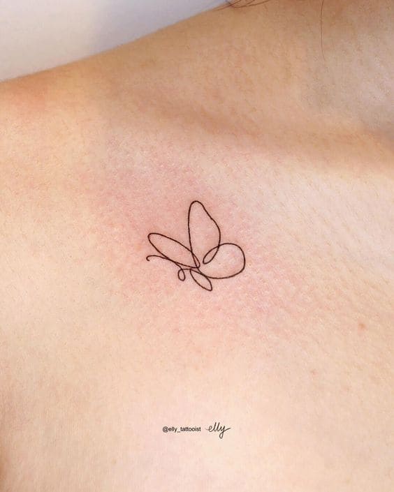 Single Line Butterfly Tattoo 2