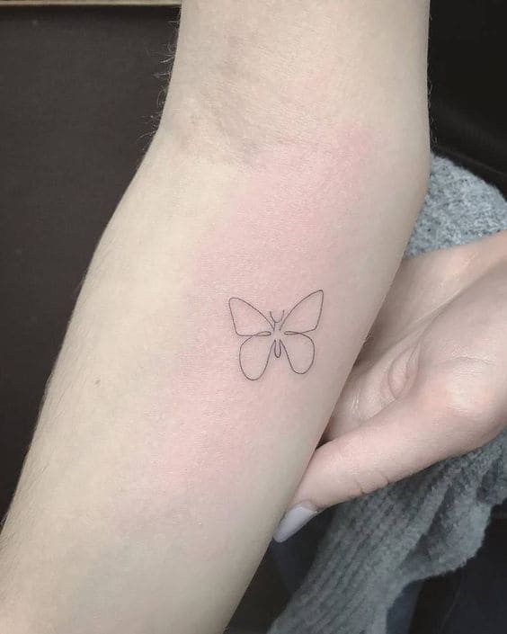 Single Line Butterfly Tattoo 4