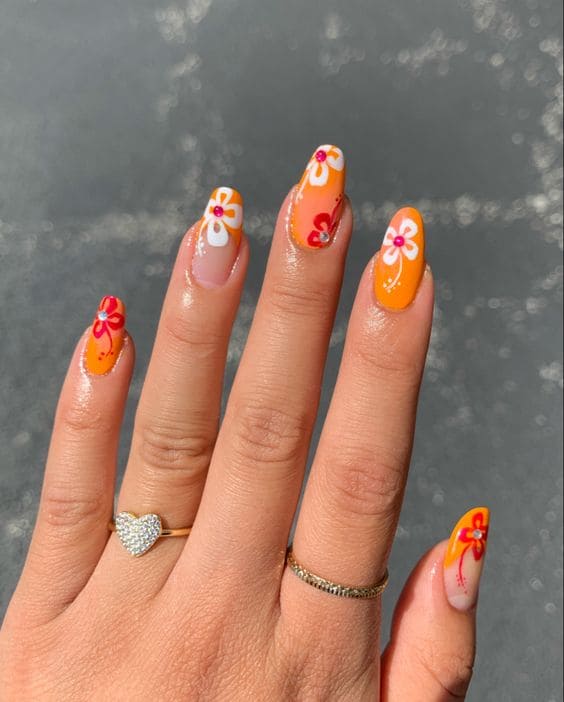 Tropical Floral Nails For Summer 3