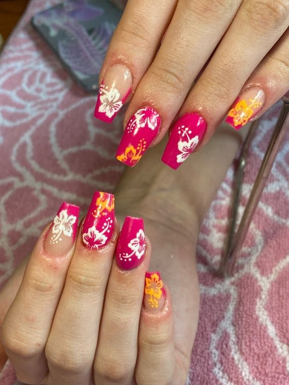 Tropical Floral Nails For Summer 5