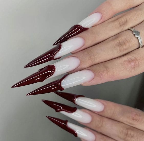 Unique French Nail Art on Long Stilleto 5