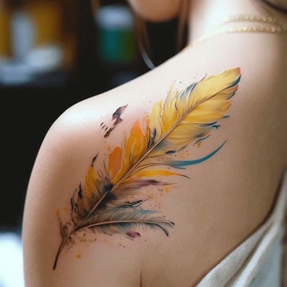 Watercolor Feather Tats 4