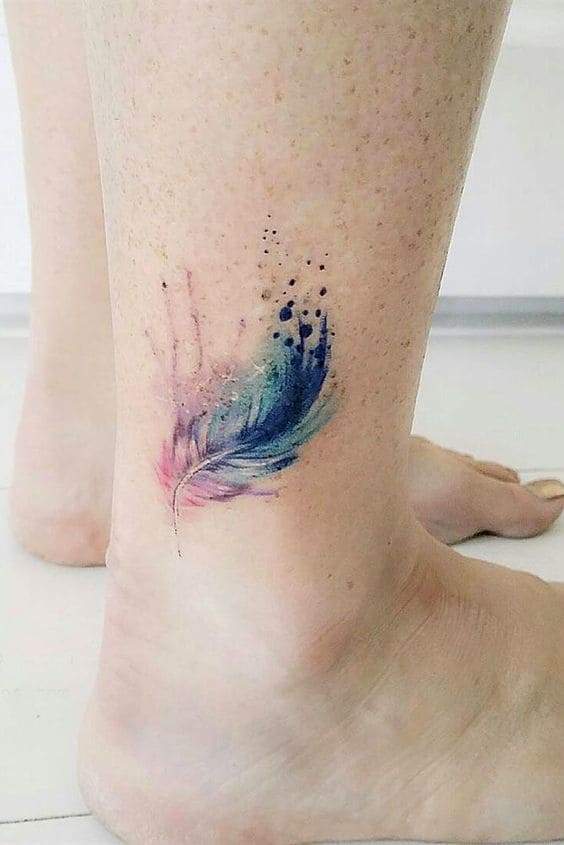 Watercolor Feather Tats 6