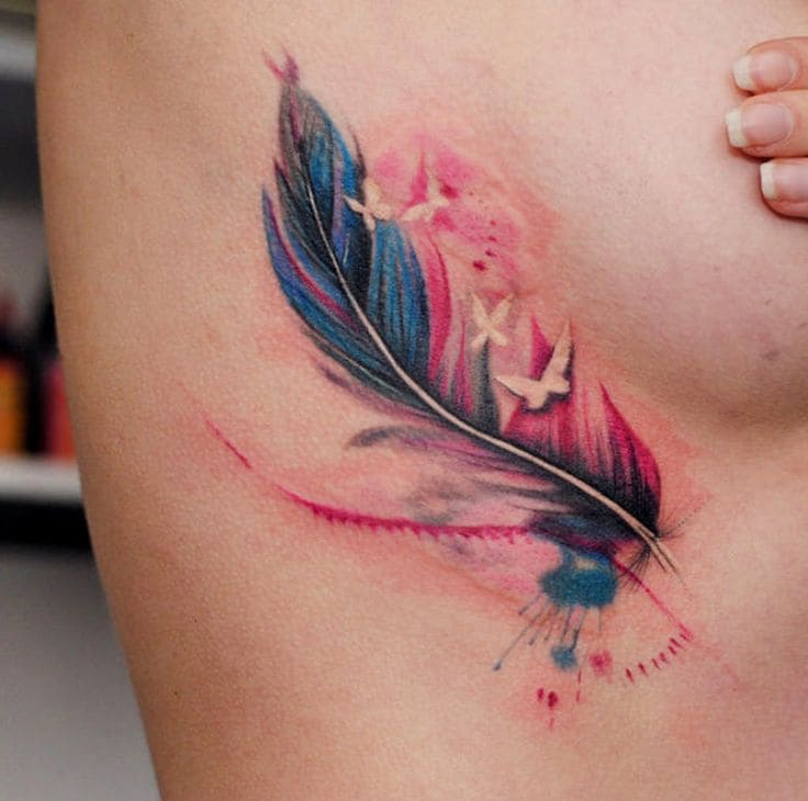 Watercolor Feather Tats 7
