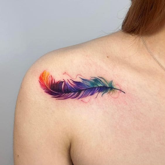 Watercolor Feather Tats 8
