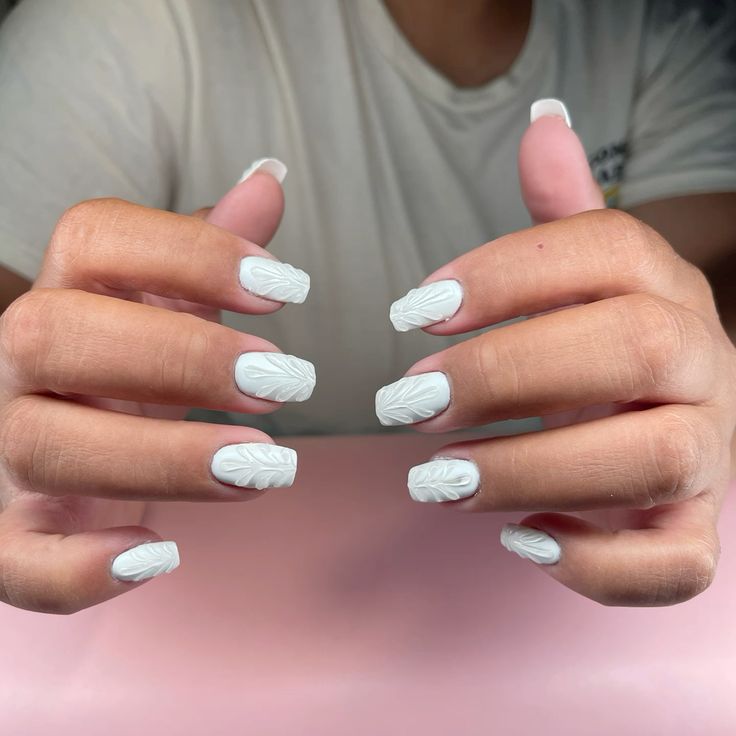 3D Matte White Nail Ideas 2