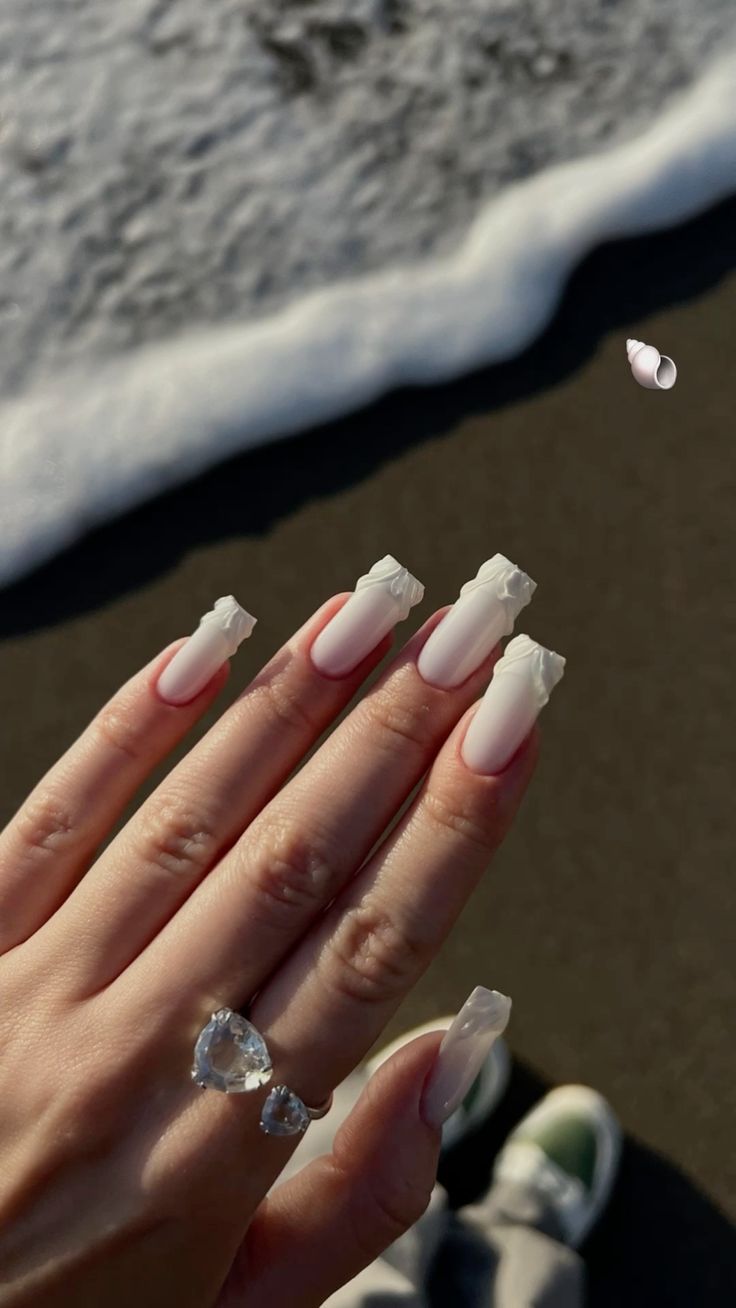 3D Matte White Nail Ideas 7