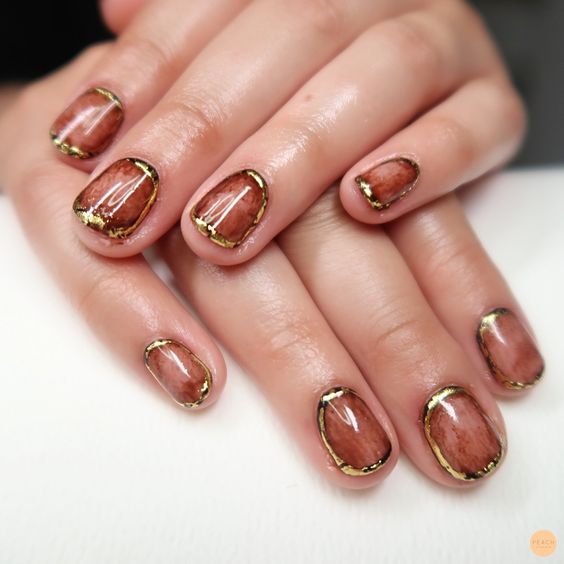 Amber Tone Nail Art 1