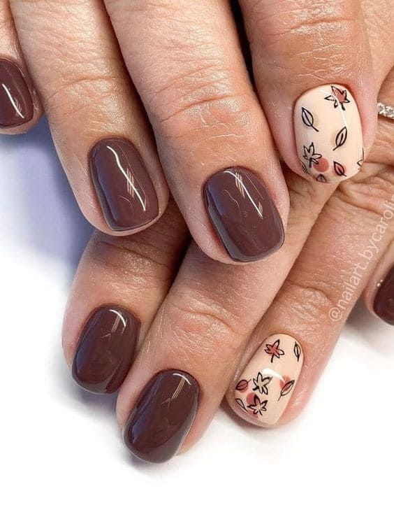 Autumn Leaf Short Nail Art 2