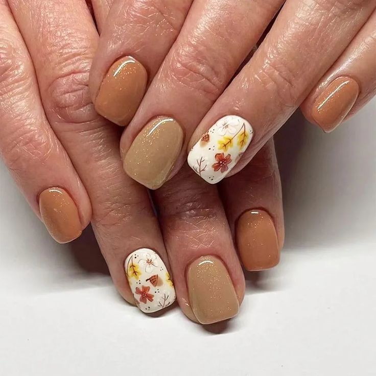 Autumn Leaf Short Nail Art 3