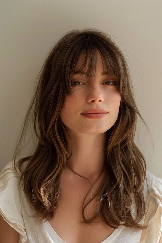 Bangs On Long Brunette Hair 2