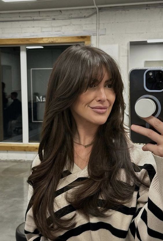 Bangs On Long Brunette Hair 9