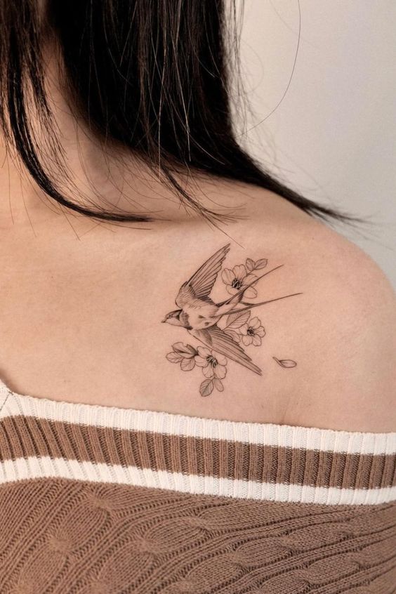 Bird With Flower Tattoos 1